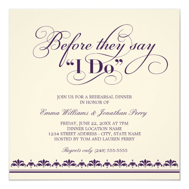 Wedding Rehearsal Dinner Invitation | Wedding Vows