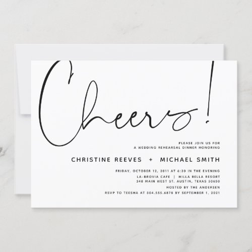 Wedding Rehearsal Dinner Modern Minimalist Theme Invitation