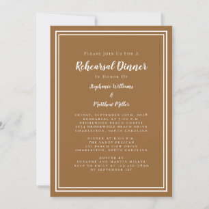 Wedding Rehearsal Dinner Modern Rustic Chic Brown Invitation