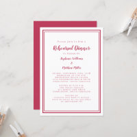 Wedding Rehearsal Dinner Modern Simple Magenta Red