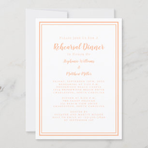 Wedding Rehearsal Dinner Modern Simple Peach White Invitation