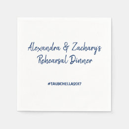 Wedding Rehearsal Dinner Napkins Hashtag Navy