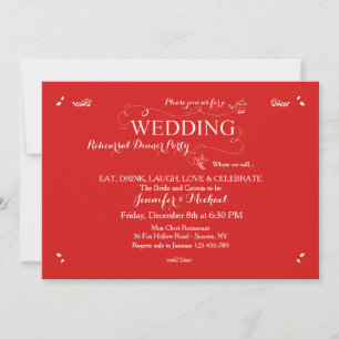 Wedding Rehearsal Dinner Party Invitation Red
