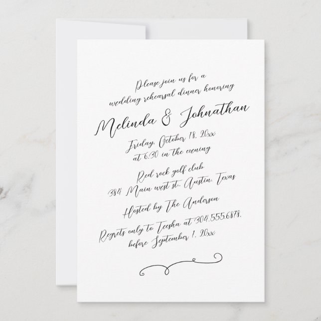 Wedding Rehearsal Dinner party, Modern Rustic Invitation (Front)