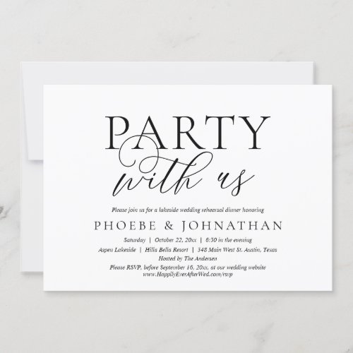 Wedding Rehearsal Dinner Party With Us Invitation