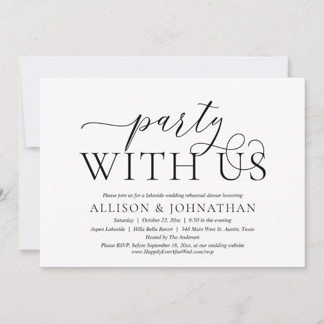 Wedding Rehearsal Dinner Party With Us Invitation (Front)