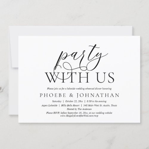 Wedding Rehearsal Dinner Party With Us Invitation