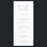 Wedding Rehearsal Dinner, Romantic Dusty Blue Menu<br><div class="desc">Wedding Rehearsal Dinner,  Romantic Dusty Blue The night before Menu. Easy customise and personalise to your needs,  and your dinner guests will be thrilled when they see these perfect and stylish dinner menu.</div>
