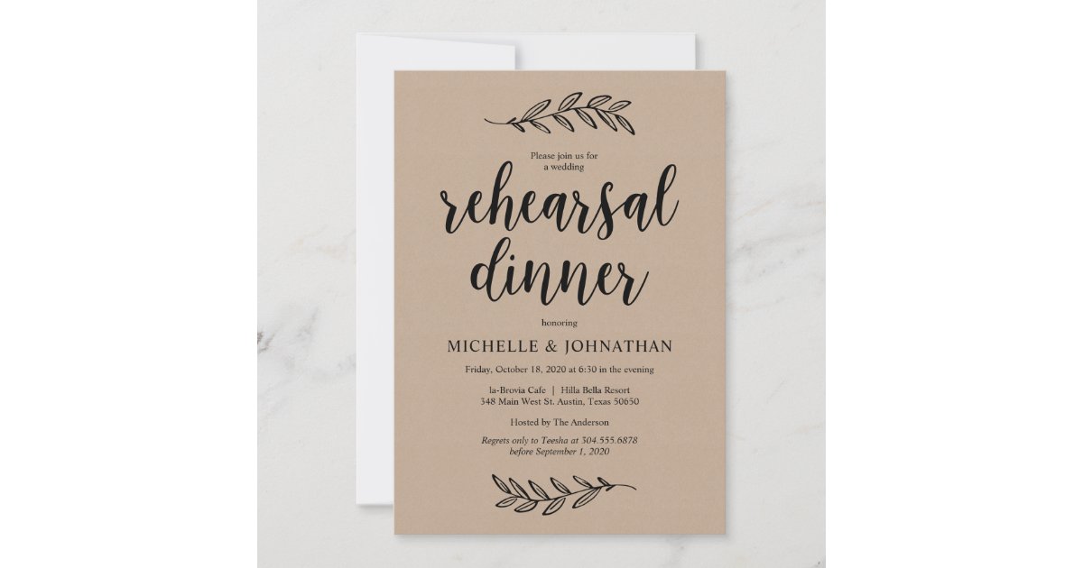 Wedding Rehearsal Dinner, Rustic Farm Brown Kraft Invitation | Zazzle