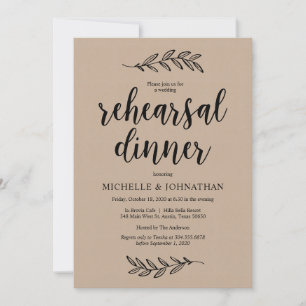 Wedding Rehearsal Dinner, Rustic Farm Brown Kraft Invitation