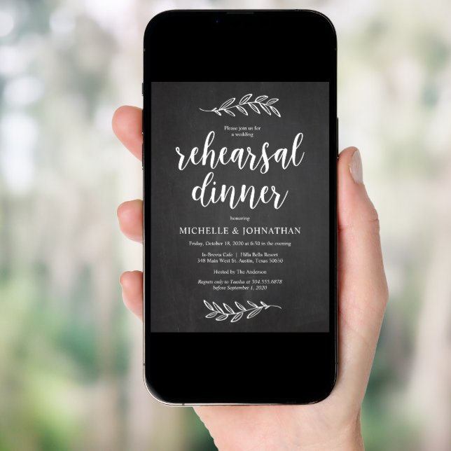 Wedding Rehearsal Dinner, Rustic Farm Chalkboard Invitation (Front Digital)