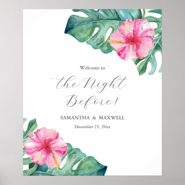 Wedding Rehearsal Dinner Signs Hibiscus Flowers (Front)