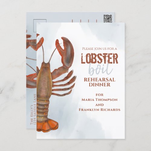 Wedding Rehearsal Dinner Simple Lobster Boil Postcard