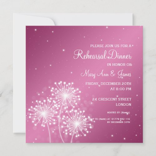 Wedding Rehearsal Dinner Summer Sparkle Rose Pink Announcements