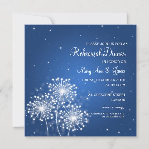 Wedding Rehearsal Dinner Summer Sparkle Sapphire Invitation
