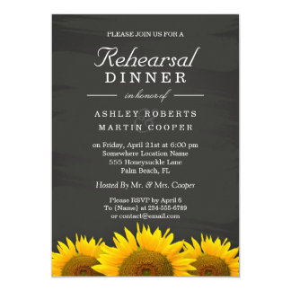 Wedding Rehearsal Dinner Sunflowers Chalkboard Card