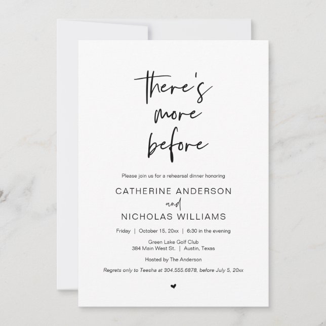 Wedding Rehearsal Dinner, there is more before Invitation (Front)