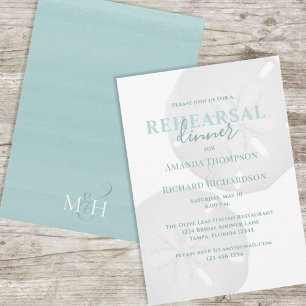 Wedding Rehearsal Dinner Turquoise Sand Dollar Invitation