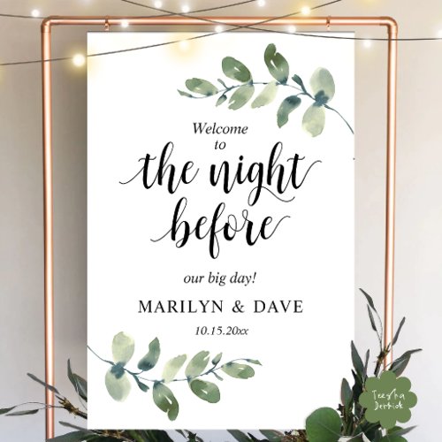 Wedding Rehearsal Dinner Welcome Eucalyptus Sage Foam Board