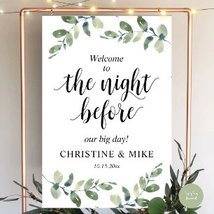 Wedding Rehearsal Dinner Welcome Eucalyptus Sage Foam Board