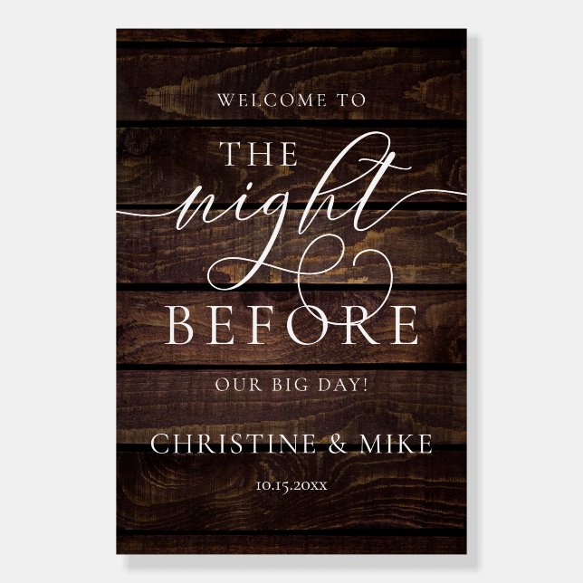 Wedding Rehearsal Dinner Welcome, Modern Classy Foam Board (Front)