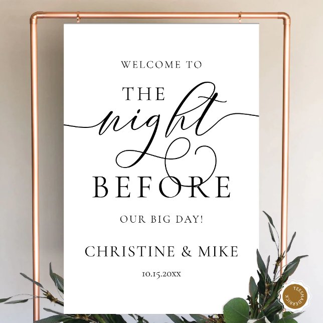Wedding Rehearsal Dinner Welcome, Modern Classy Foam Board (Wedding Rehearsal Dinner Welcome Foam Board, Sign, The Night Before, Modern Classy theme)