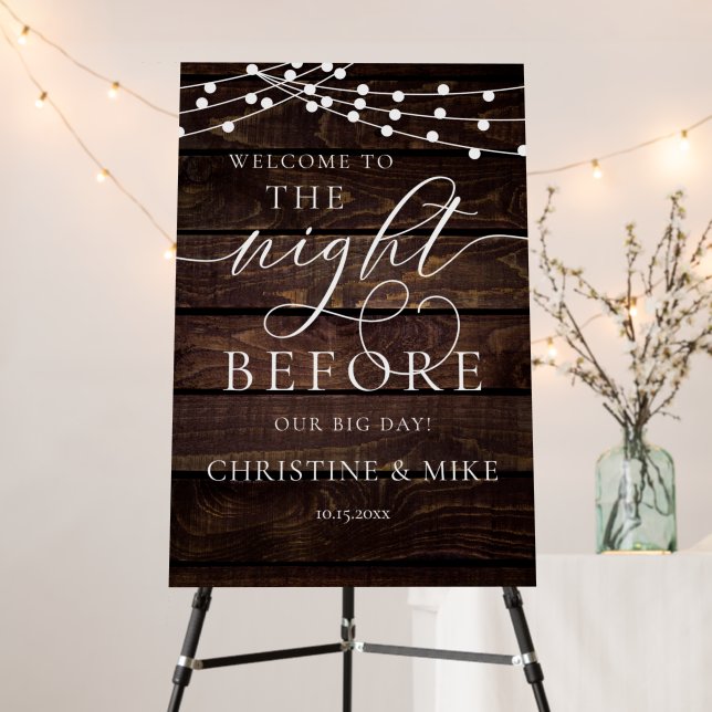 Wedding Rehearsal Dinner Welcome, Modern Classy Foam Board (In Situ (Stand))