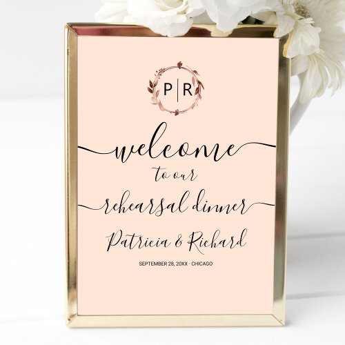 Wedding Rehearsal Dinner Welcome Sign