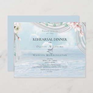 Wedding Rehearsal Elegant Beach Driftwood Tulle Invitation