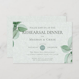 Wedding Rehearsal    Elegant Watercolor Eucalyptus Invitation