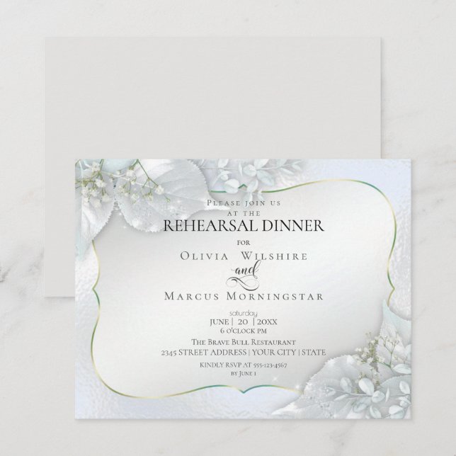 WEDDING REHEARSAL | Icy Blue Shimmer Invitation (Front/Back)