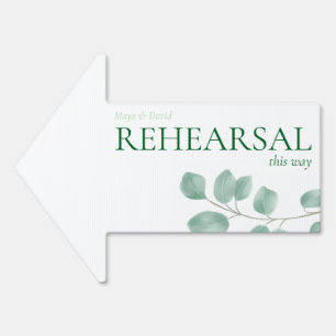 Wedding Rehearsal Outdoor Arrow Sign Eucalyptus
