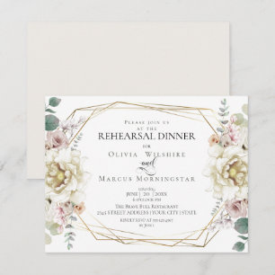 Wedding Rehearsal   Watercolor Blush Peonies Invitation