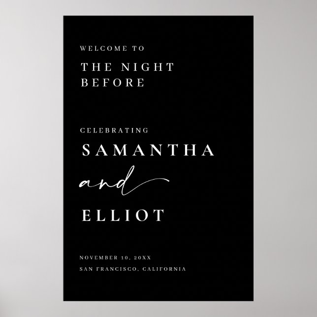 Wedding Rehearsal Welcome Sign Minimal Poster (Front)