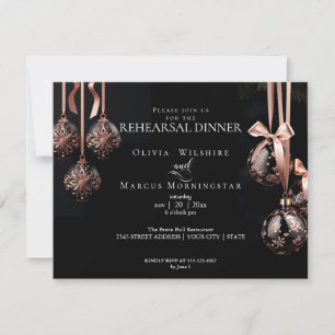 WEDDING REHEARSAL Winter Pink and Onyx Baubles Invitation