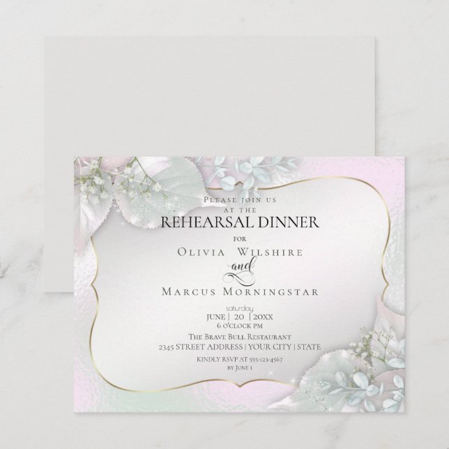 WEDDING REHEARSAL | Wispy Pink Shimmer Invitation (Front/Back)