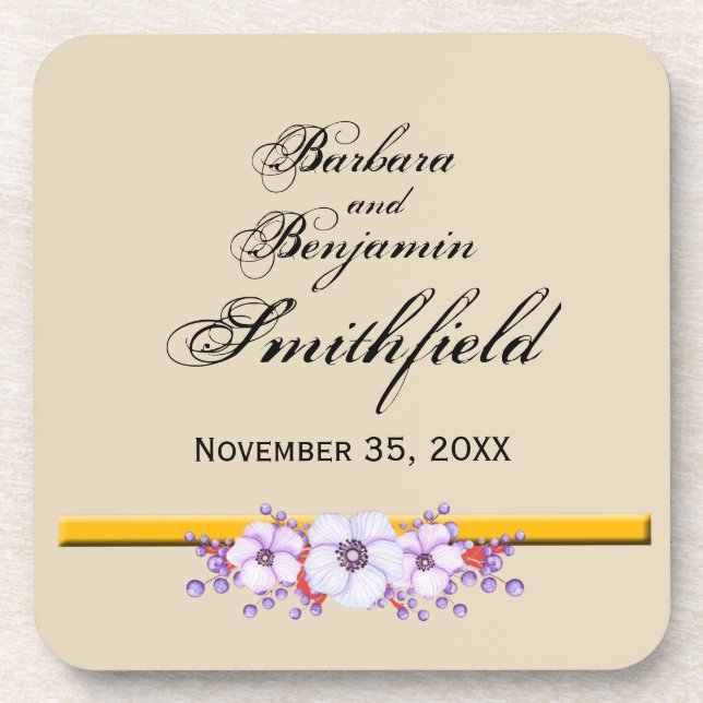 Wedding Remembrance Floral coaster personalize (Front)