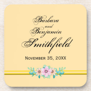 Wedding Remembrance Floral - Personalize Beverage Coaster