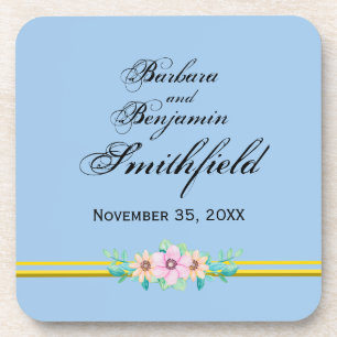 Wedding Remembrance Floral - Personalize Beverage Coaster
