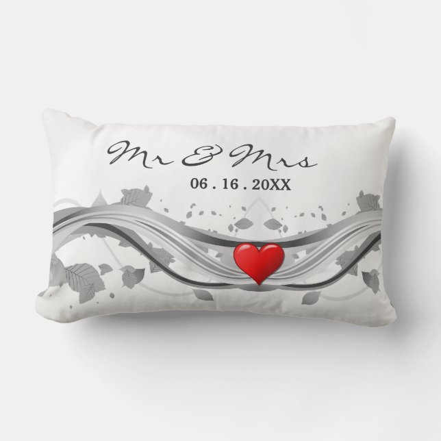 Wedding Remembrance Monogram Love Accent Pillow (Front)
