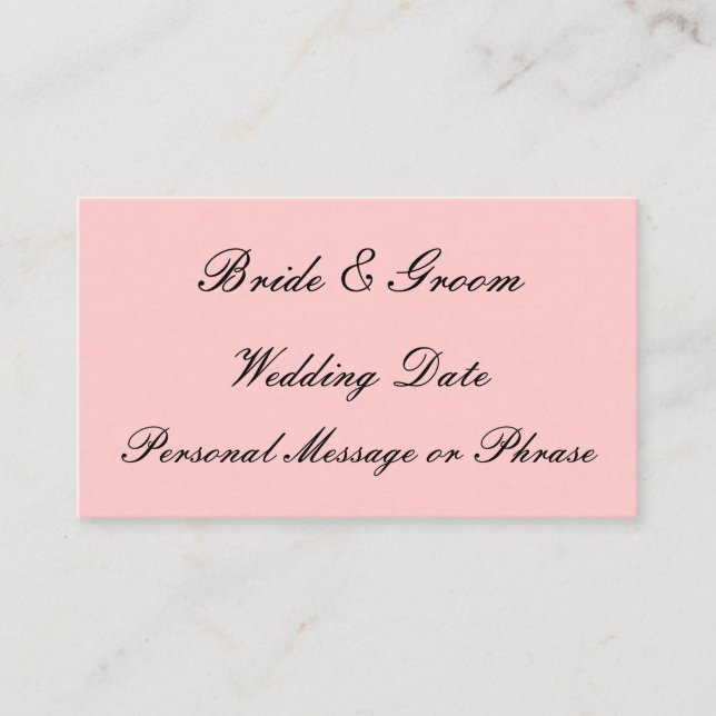 Wedding Reminder Insert for Invitations or Favors (Front)