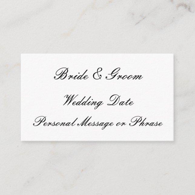 Wedding Reminder Insert for Invitations or Favors (Front)