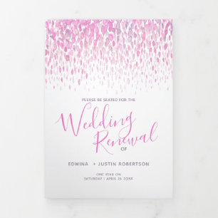 Wedding renewal ceremony program pink program