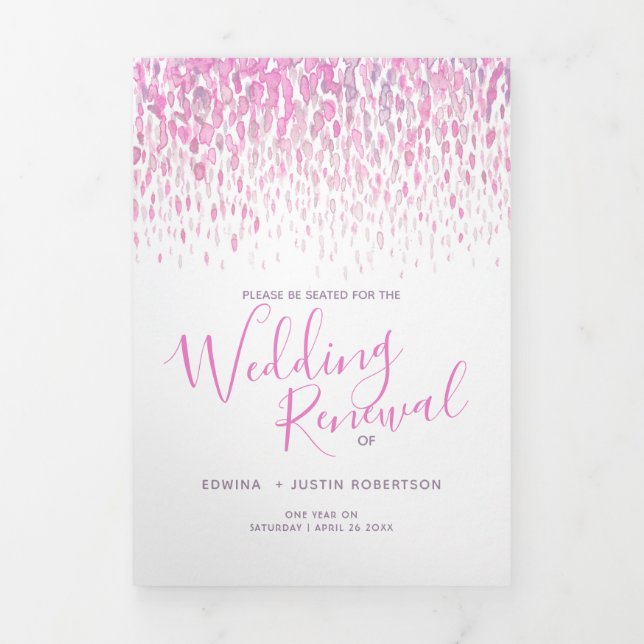 Wedding renewal ceremony program pink program (Cover)