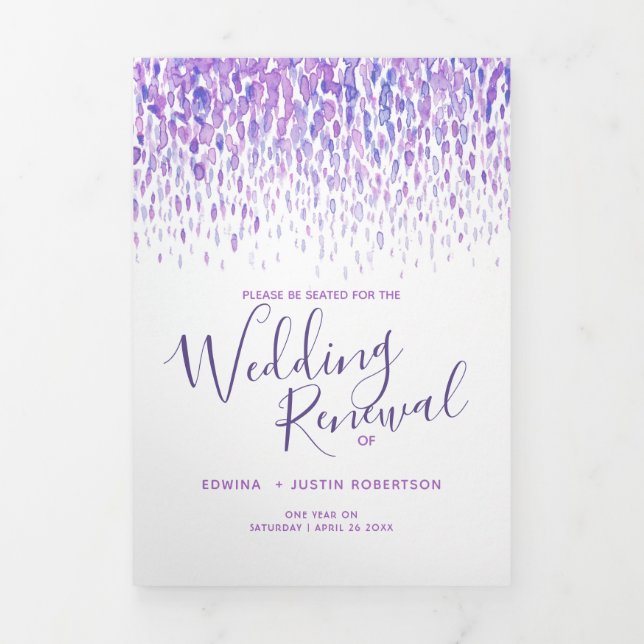 Wedding renewal ceremony program purple program (Cover)