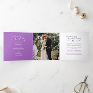 Wedding renewal ceremony program purple program