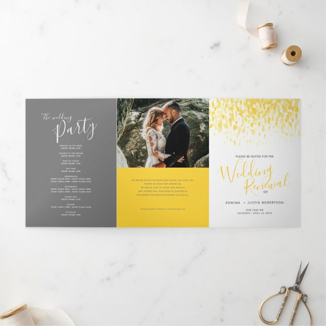 Wedding renewal ceremony yellow gray program (Outside)