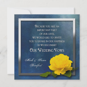 Wedding Renewal Invittion - Yellow Rose/Blue Invitation
