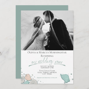 Wedding Renewal Modern Seashell Coral Teal Invitation