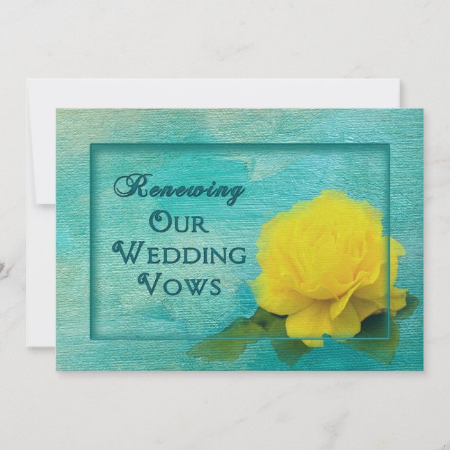 Wedding Renewal of Vows - Yellow Rose Invitation (Front)